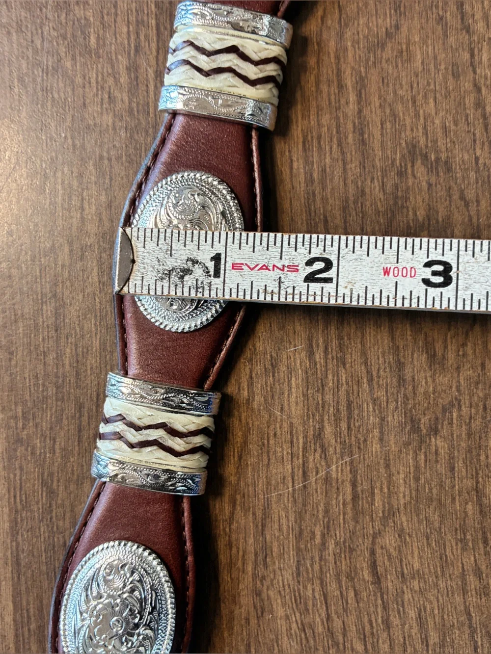 Tony Lama Western Belt Brown Tooled Leather Silver Concho NO BUCKLE 42 9117L